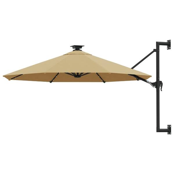 Wallmounted Parasol with LEDs and Metal Pole 118.1" Taupe Bed Bath